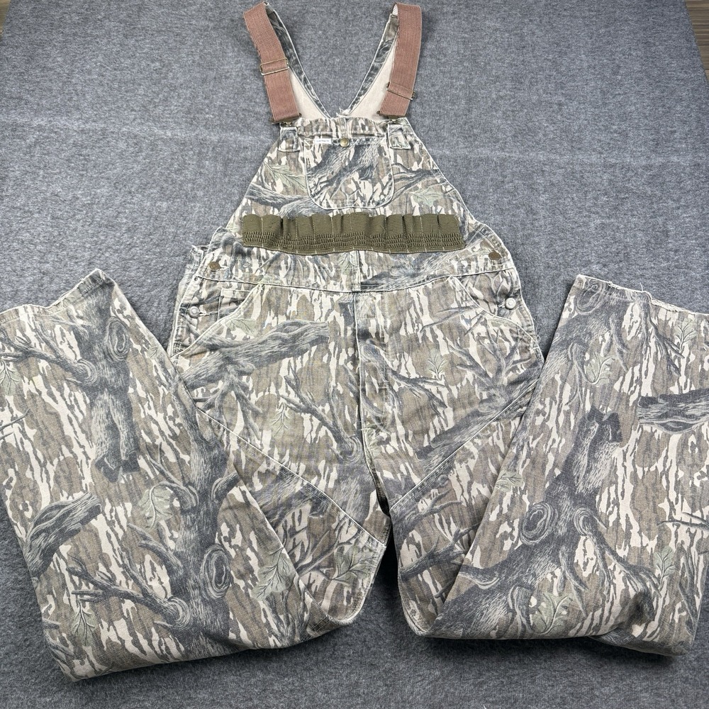 VTG Carhartt Bib Overalls Mens 36x30 Camo Hunting Treestand Camouflage Hunt